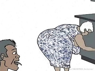 Karikatury Black Granny loving anal! Animation cartoon!