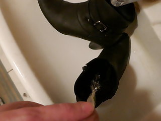 Piss in wifes black ankle boots
