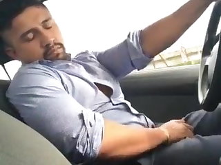 Masturbation big disked latino dad jacks of in his car